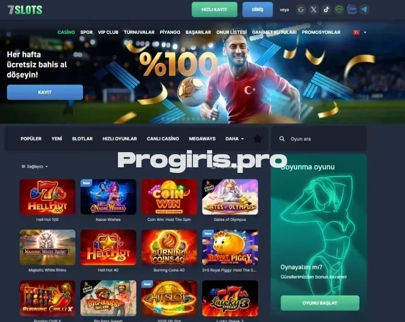 7slots ana sayfa görünümü