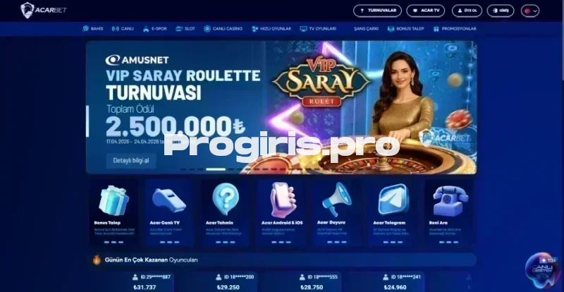 Acarbet ana sayfa görünümü