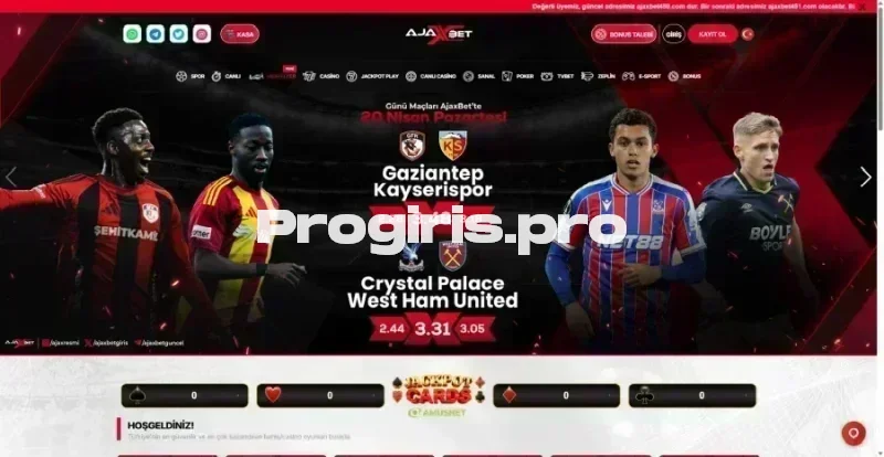 Ajaxbet ana sayfa görünümü
