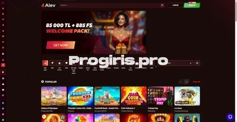 Alev Casino ana sayfa görünümü