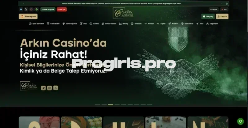 Arkın Casino ana sayfa görünümü