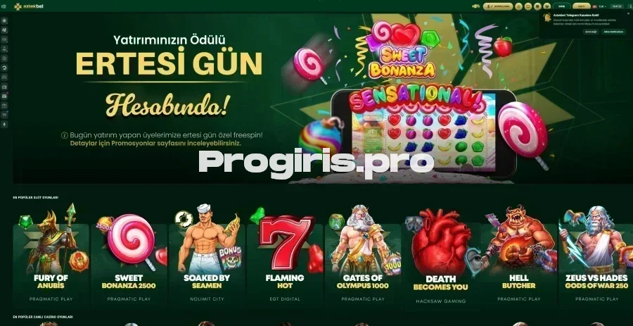Aztekbet ana sayfa görünümü