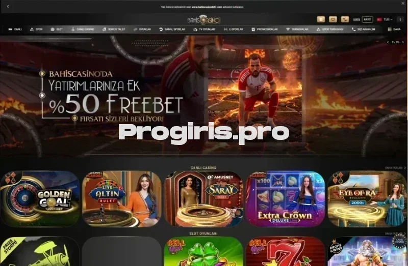 Bahiscasino ana sayfa görünümü