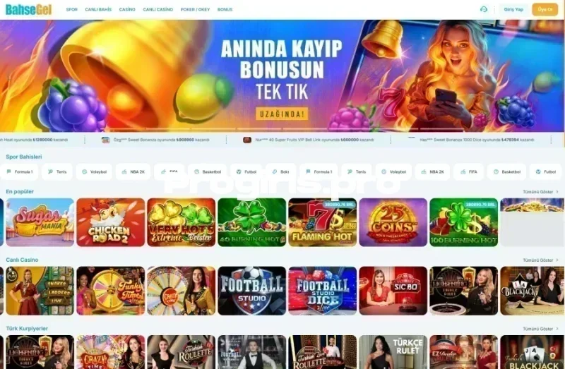 Bahsegel ana sayfa görünümü