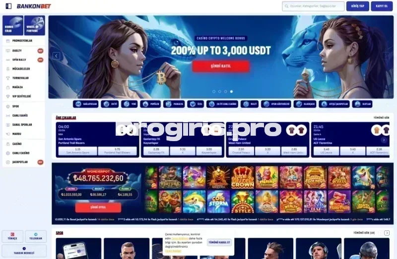Bankonbet ana sayfa görünümü