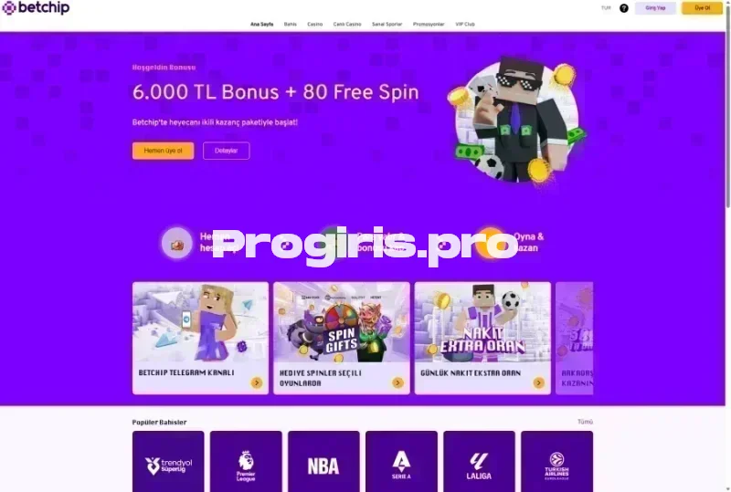 Betchip ana sayfa görünümü
