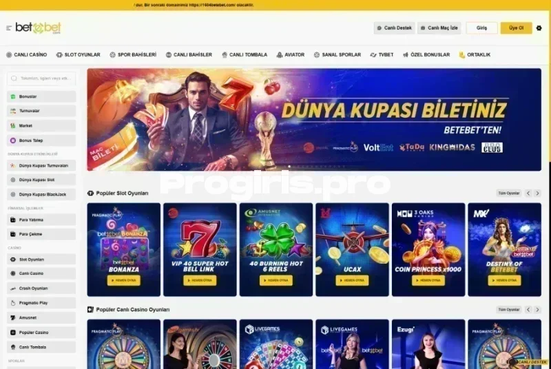 Betebet ana sayfa görünümü