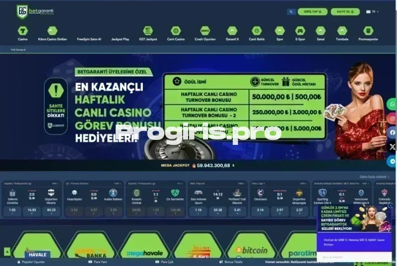 Betgaranti ana sayfa görünümü