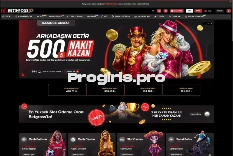 Betgross ana sayfa görünümü