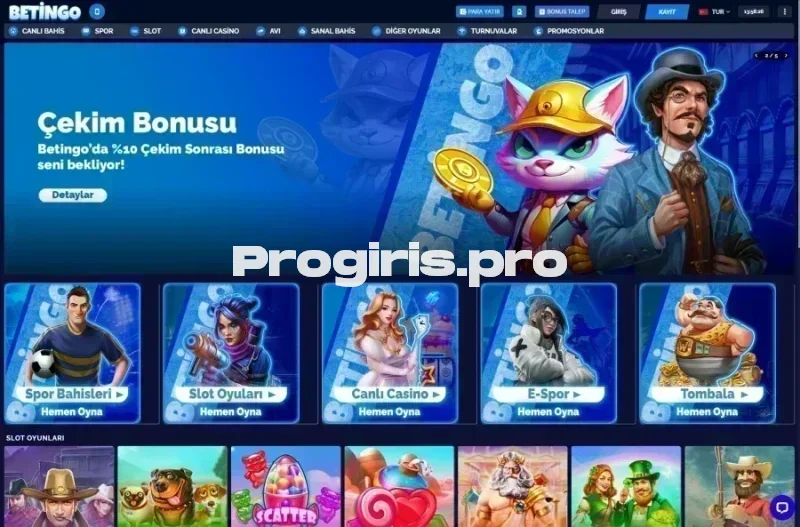 Betingo ana sayfa görünümü
