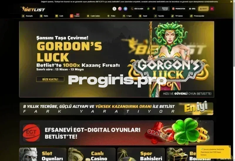 Betlist ana sayfa görünümü
