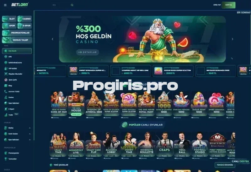 Betlora ana sayfa görünümü