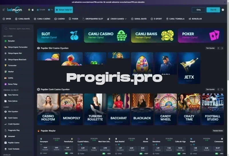 Betmoon ana sayfa görünümü