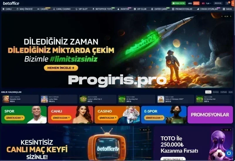 Betoffice ana sayfa görünümü