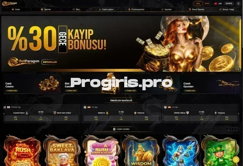 Betparagon ana sayfa görünümü