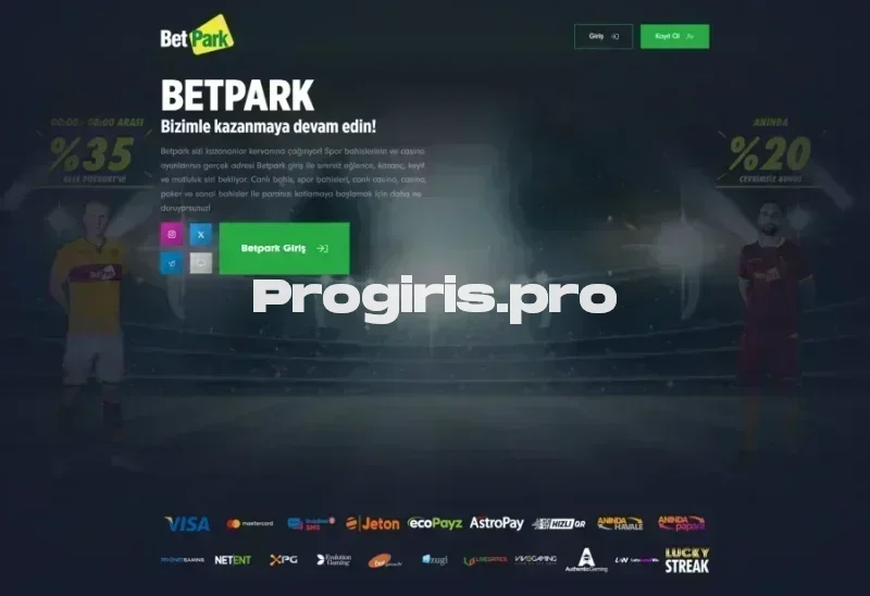 Betpark ana sayfa görünümü