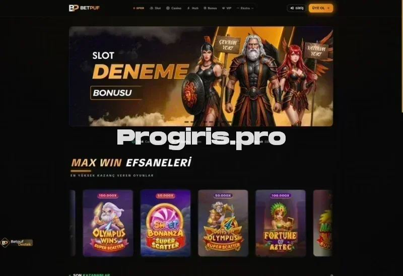 Betpuf ana sayfa görünümü