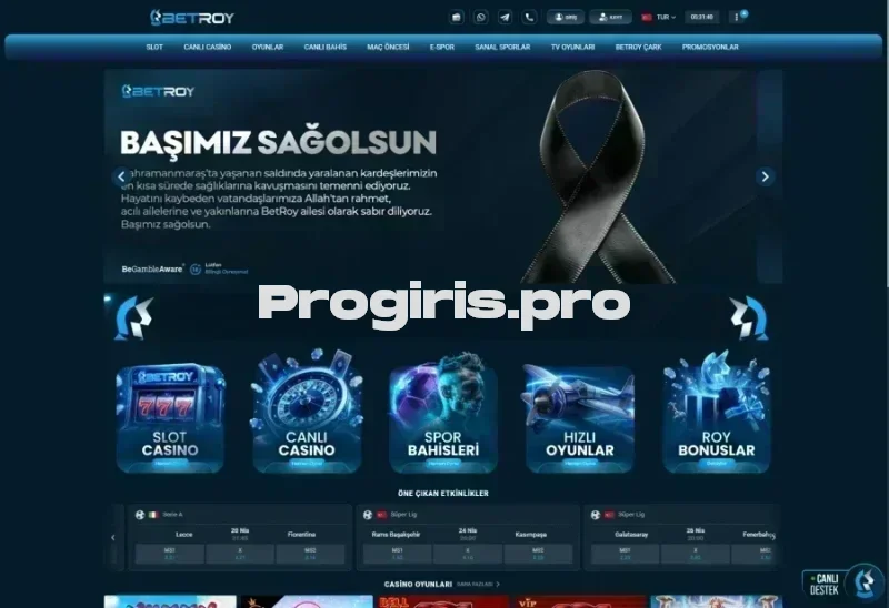 Betroy ana sayfa görünümü