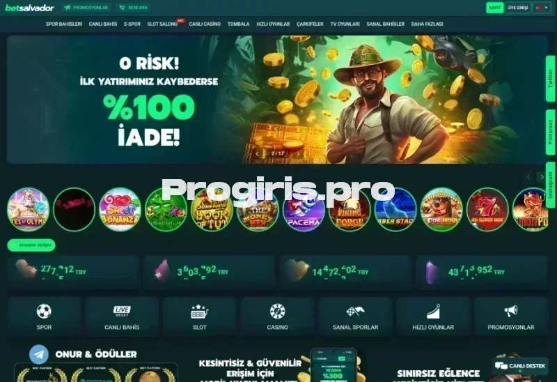 Betsalvador ana sayfa görünümü