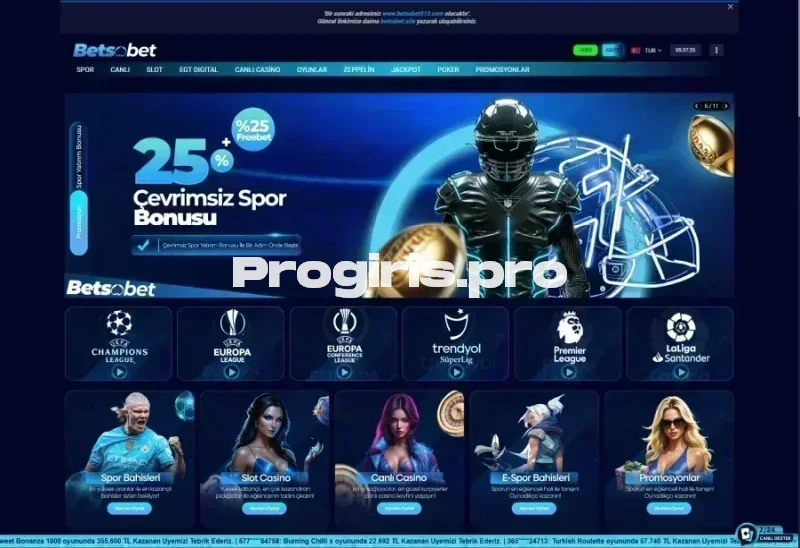 Betsobet ana sayfa görünümü
