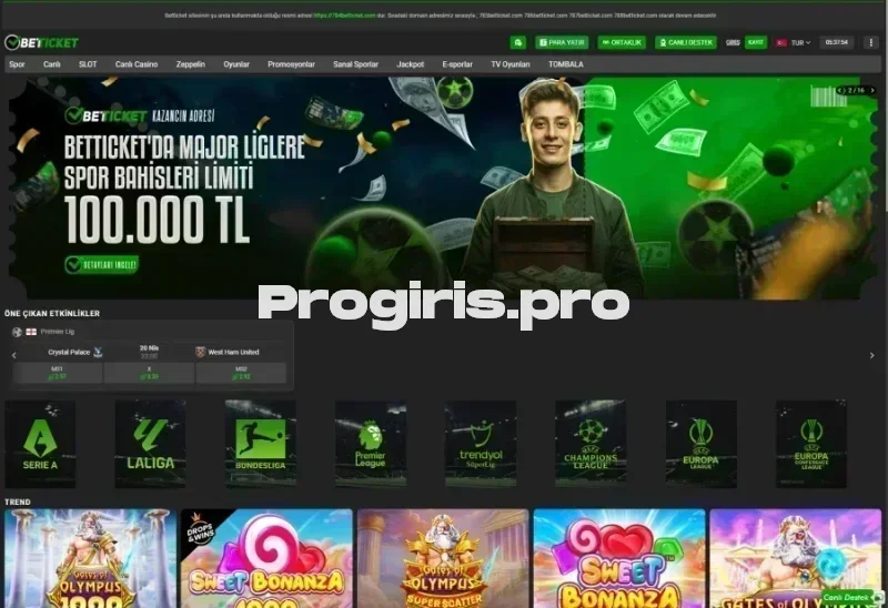 Betticket ana sayfa görünümü