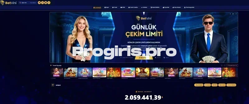 Betvini ana sayfa görünümü