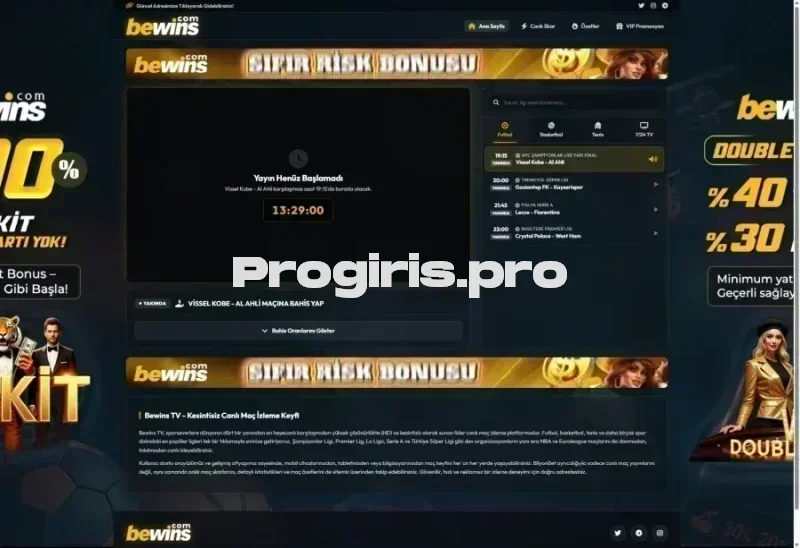 Bewins ana sayfa görünümü