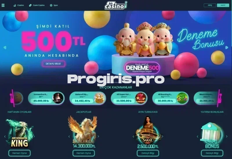 BirCasino ana sayfa görünümü