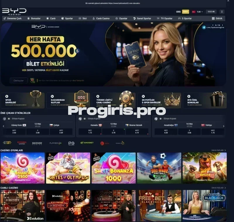 BYD Casino ana sayfa görünümü