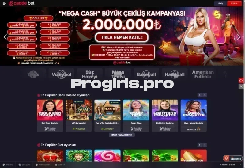 Caddebet ana sayfa görünümü