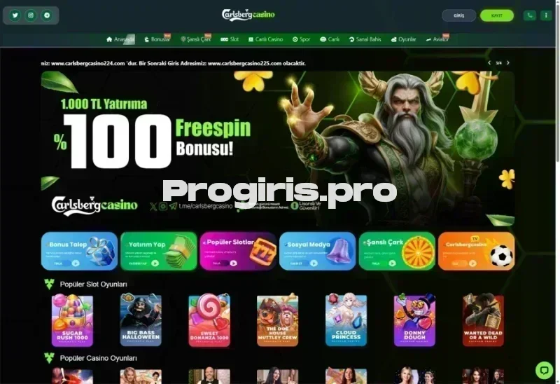 Carlsberg Casino ana sayfa görünümü