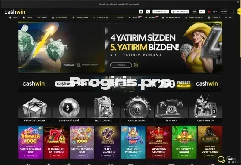 Cashwin ana sayfa görünümü
