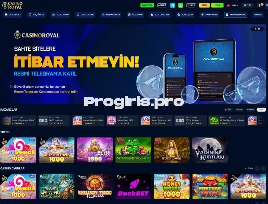 Casino Royal ana sayfa görünümü