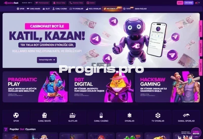 Casinofast ana sayfa görünümü