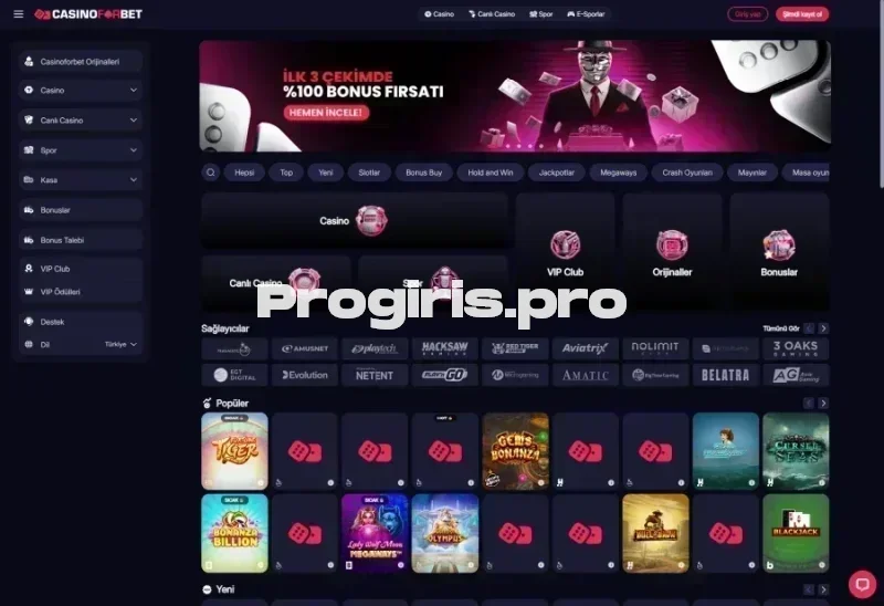 Casinoforbet ana sayfa görünümü