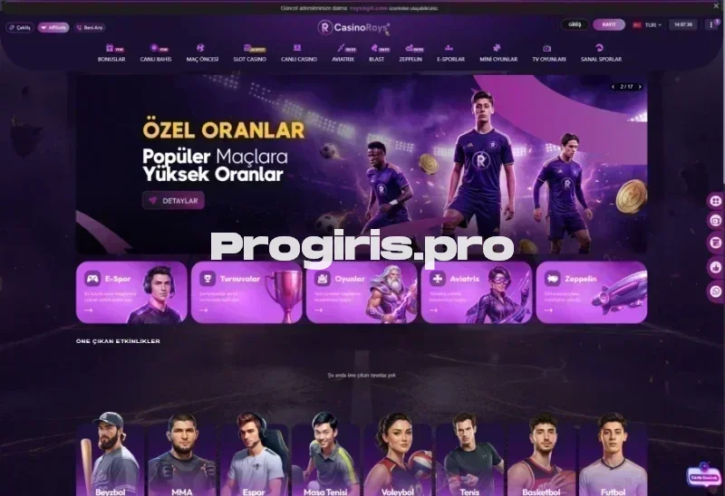 CasinoRoys ana sayfa görünümü