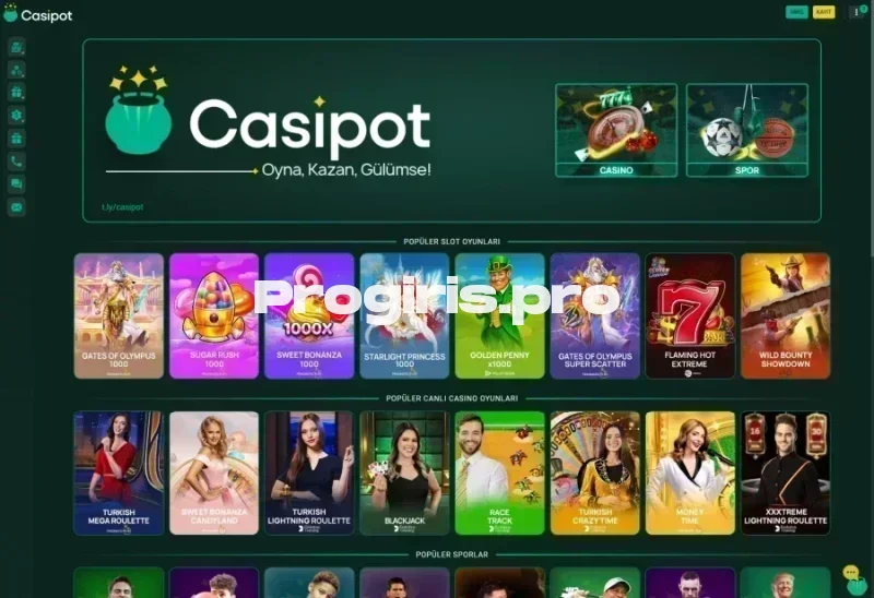 Casipot ana sayfa görünümü