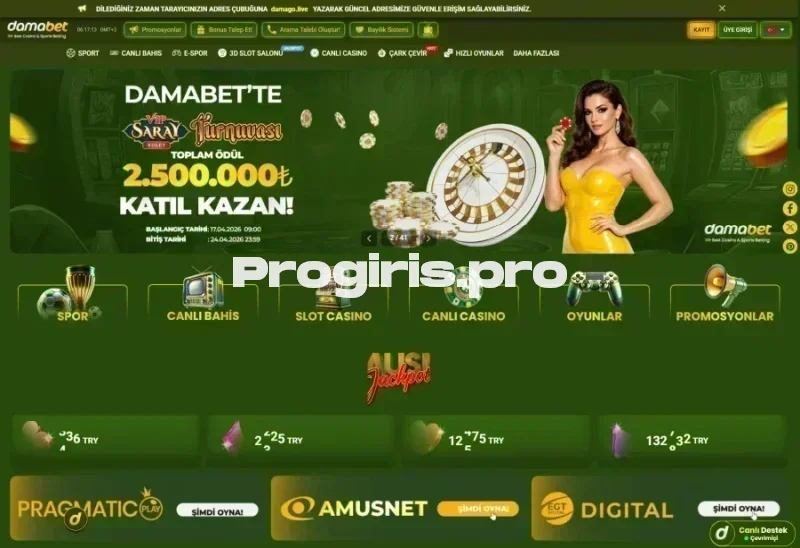 Damabet ana sayfa görünümü