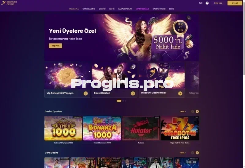 Discount Casino ana sayfa görünümü