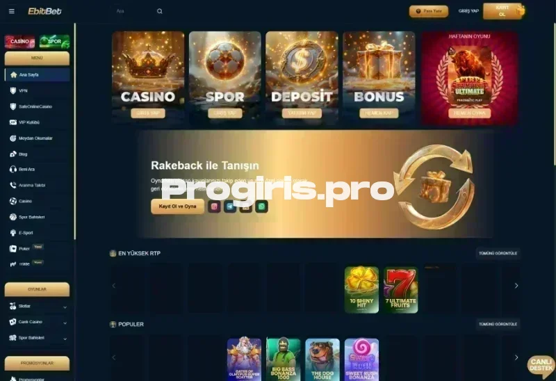 Ebitbet ana sayfa görünümü