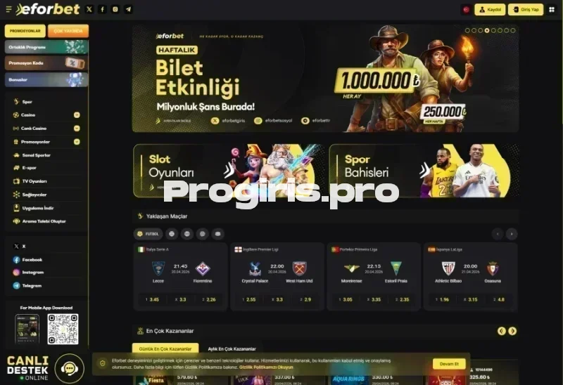 Eforbet ana sayfa görünümü