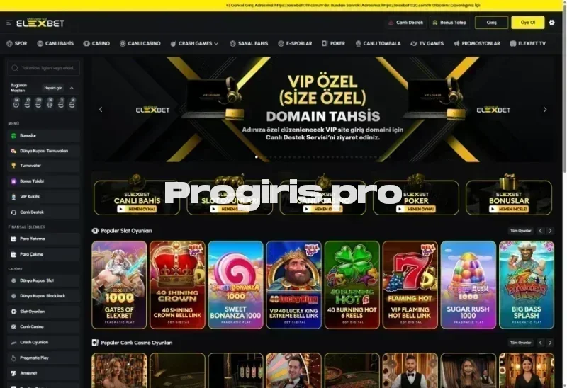 Elexbet ana sayfa görünümü