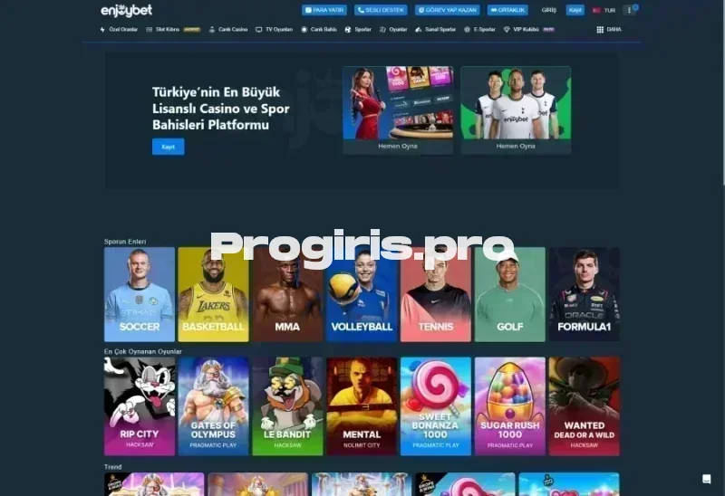 Enjoybet ana sayfa görünümü