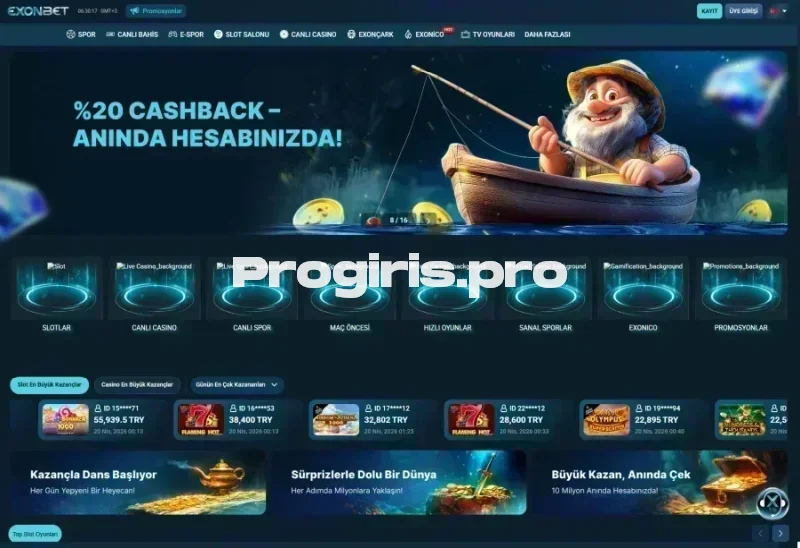 Exonbet ana sayfa görünümü