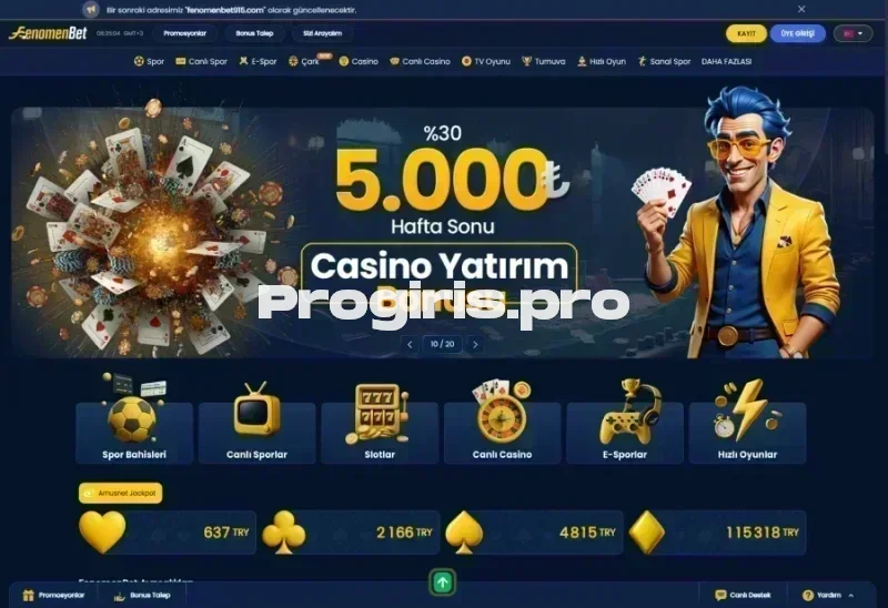 Fenomenbet ana sayfa görünümü