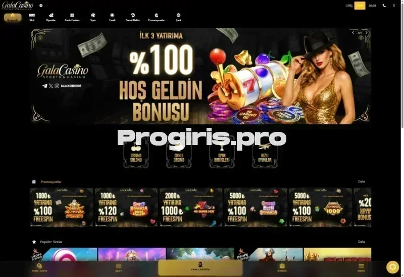 Galacasino ana sayfa görünümü