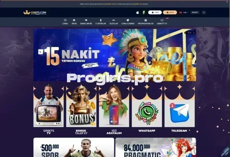 GRBets ana sayfa görünümü