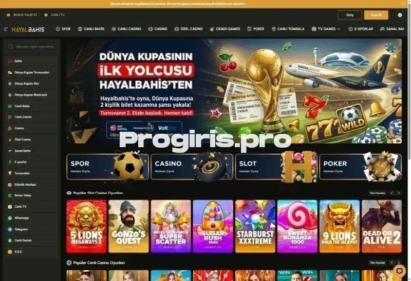 Hayalbahis ana sayfa görünümü