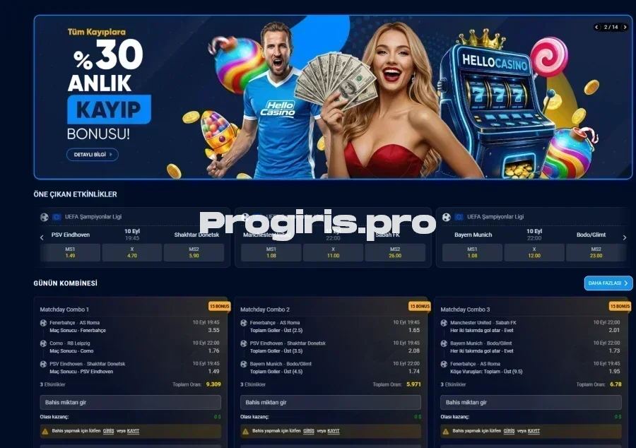 Hellocasino ana sayfa görünümü