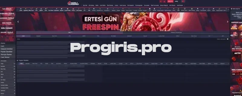 Hızlı Casino ana sayfa görünümü